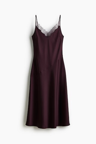 H & M - Lace-Trimmed Satin Dress - Purple | H&M (US + CA)