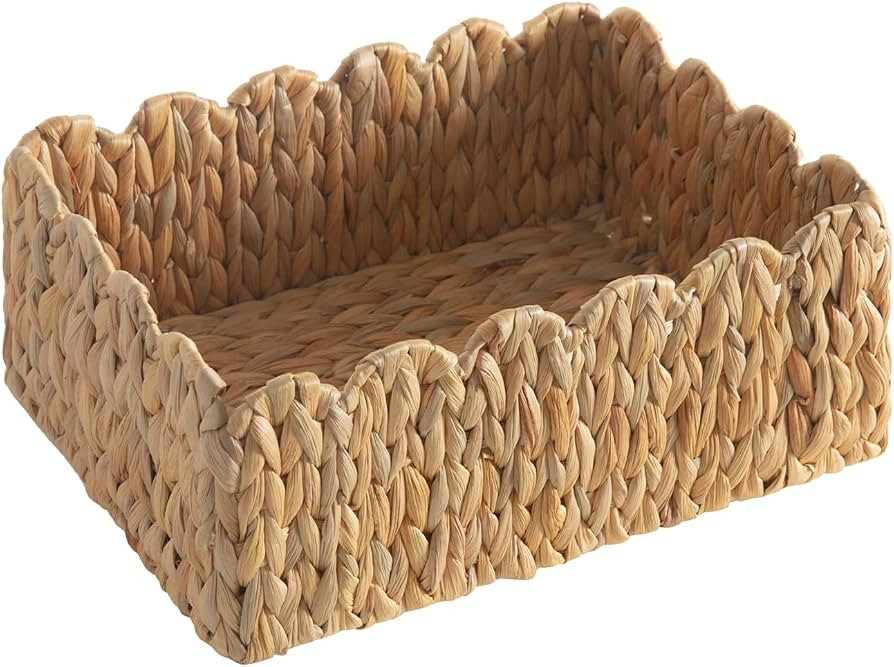 Scalloped Basket, Wicker Storage Baskets, Hand Woven Baskets for Shelves,Natural Baskets for Orga... | Amazon (US)