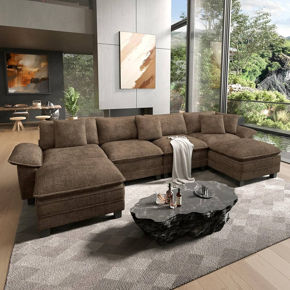 HERA'S HOUSE 158" U Shaped Modern Cloud Sofa Modular Sectional Couch with Removable Arms, 6-Seat ... | Amazon (US)