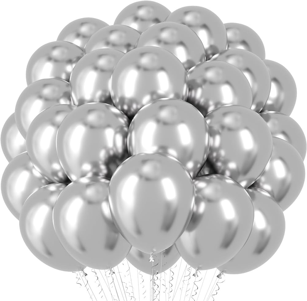 Voircoloria Metallic Silver Balloons, 66pack 12inch Chrome Silver Latex Party Balloons for Gradua... | Amazon (US)