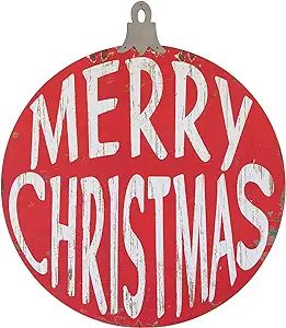 Creative Co-Op "Merry Christmas" MDF & Metal Wall Décor, Red with White | Amazon (US)