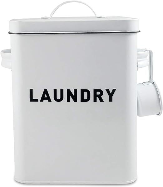 Metal Laundry Room Container - Modern Farmhouse White Detergent Powder Storage, Organization, and... | Amazon (US)