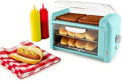 Nostalgia Extra Large 8 Hot Dog Roller & 8 Bun Warmer, Stainless Steel Grill Rollers, Non-stick w... | Amazon (US)