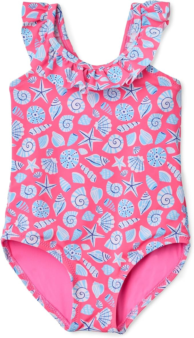 Amazon Essentials Girls' Frill-Trimmed One Piece Swimsuit | Amazon (US)