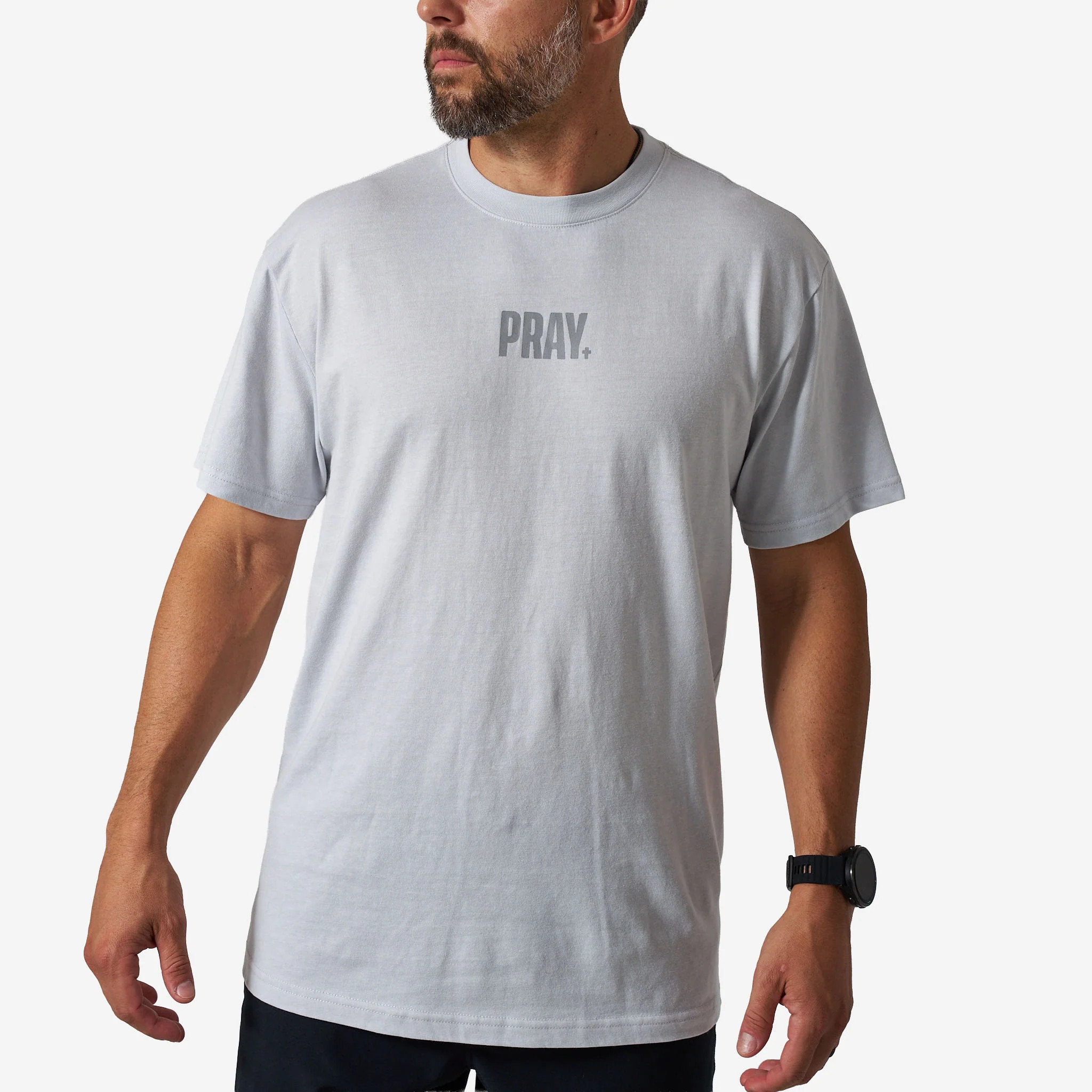 Vintage Washed Tee - PRAY - Light Grey | BURLEBO