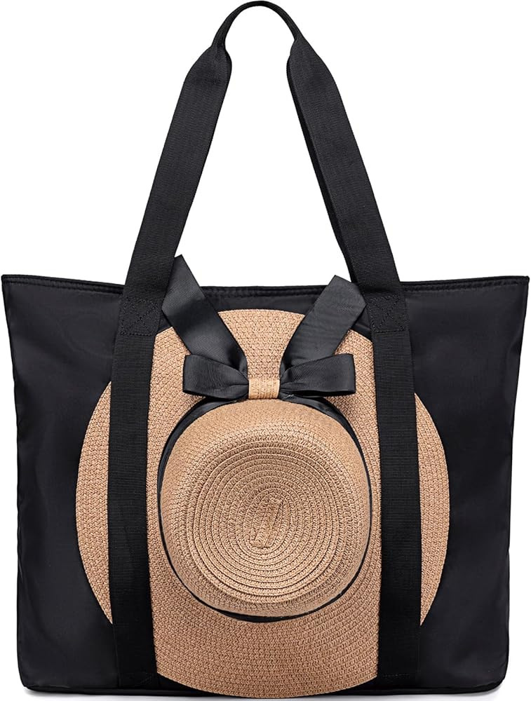 LEDAOU Beach Bags for Women with Sun Hats, Beach Bags Waterproof Sandproof, Packable Beach Tote B... | Amazon (US)