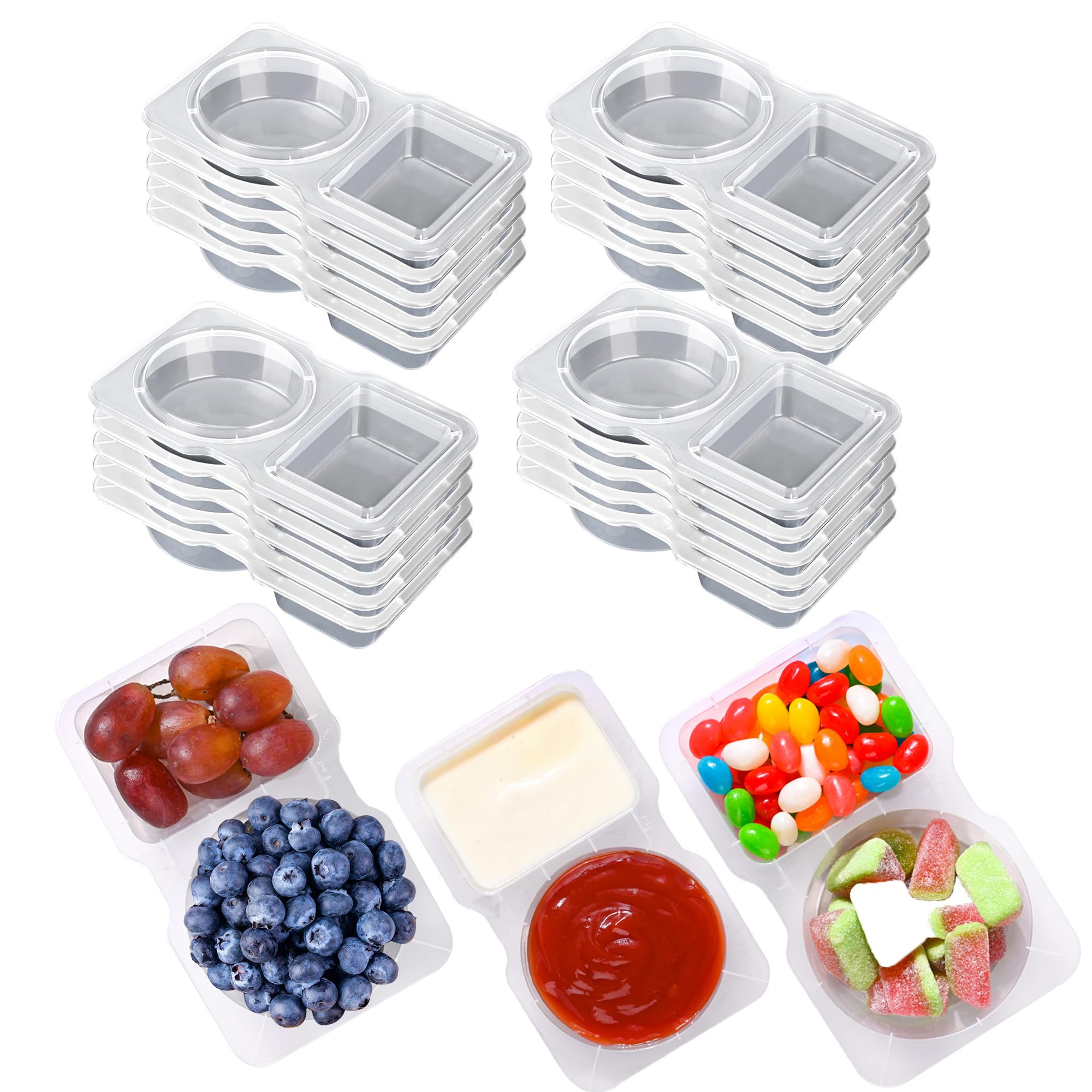 20PCS Double Compartment Condiment Container With Lids - Reusable Snack Pack Containers for Take-... | Amazon (US)