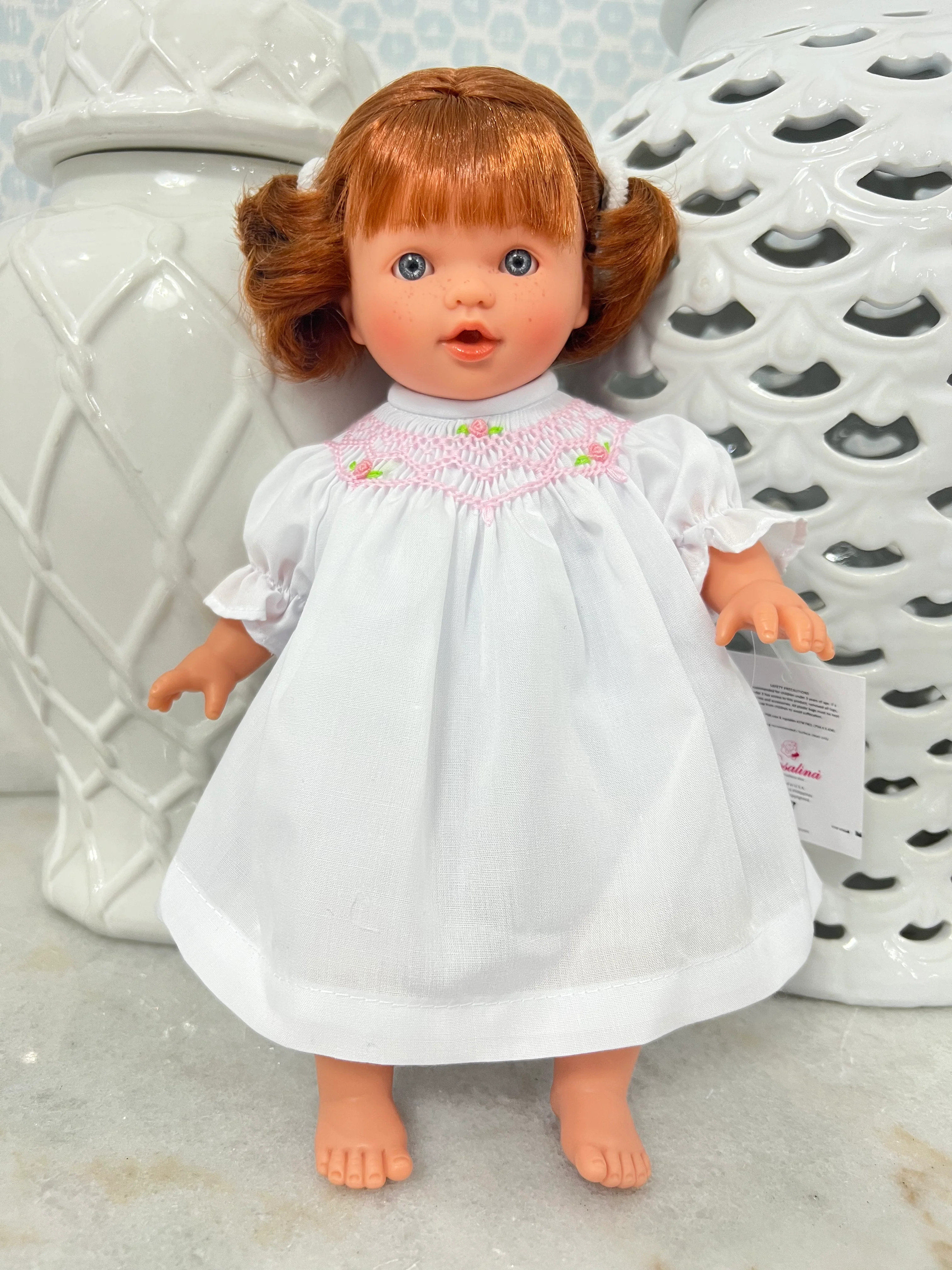 Rosalina White Dress 10" Hailey Red Doll (Blue Eye Doll, Dress, and Embroidery) - PREORDER ESD 11... | Hampton James Clothing