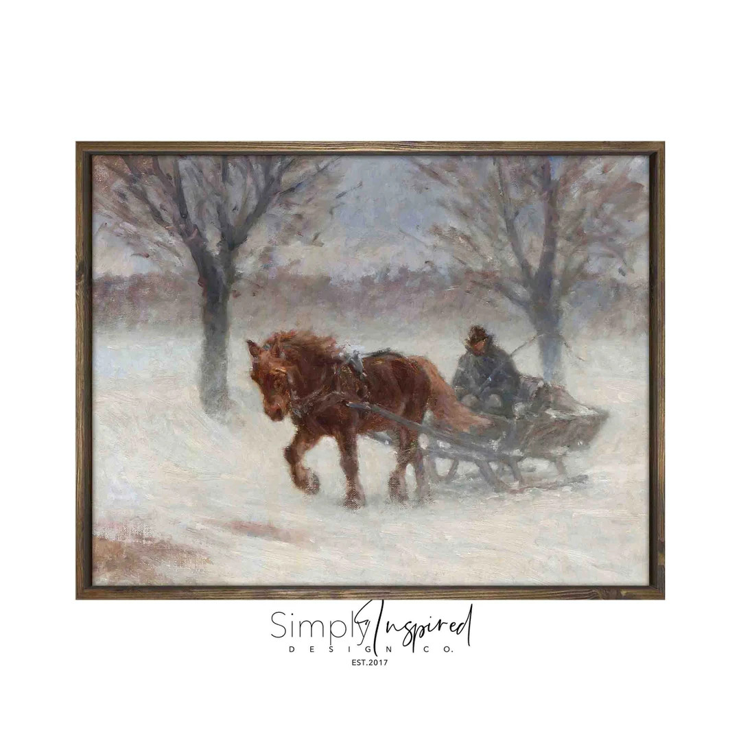 Winter Sleigh Ride FRAMED Artwork Winter Art Wall Decor - Etsy | Etsy (US)
