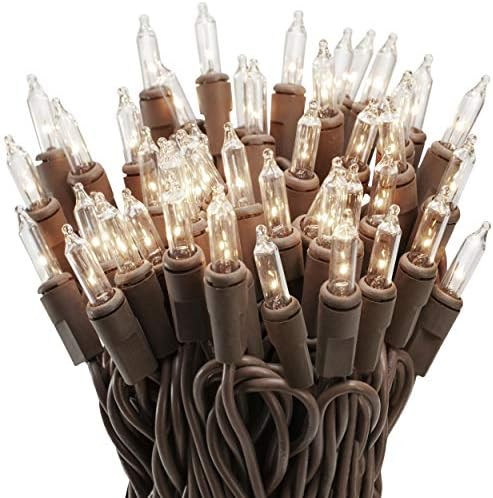 612 Vermont 50 Clear Mini Christmas String Lights on Brown Wire Cord, UL Approved for Indoor / Ou... | Amazon (US)