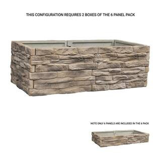Raised Garden Bed Tan/Brown Ledgestones Composite Polyurethane Natural Look and Feel Stone Garden... | The Home Depot