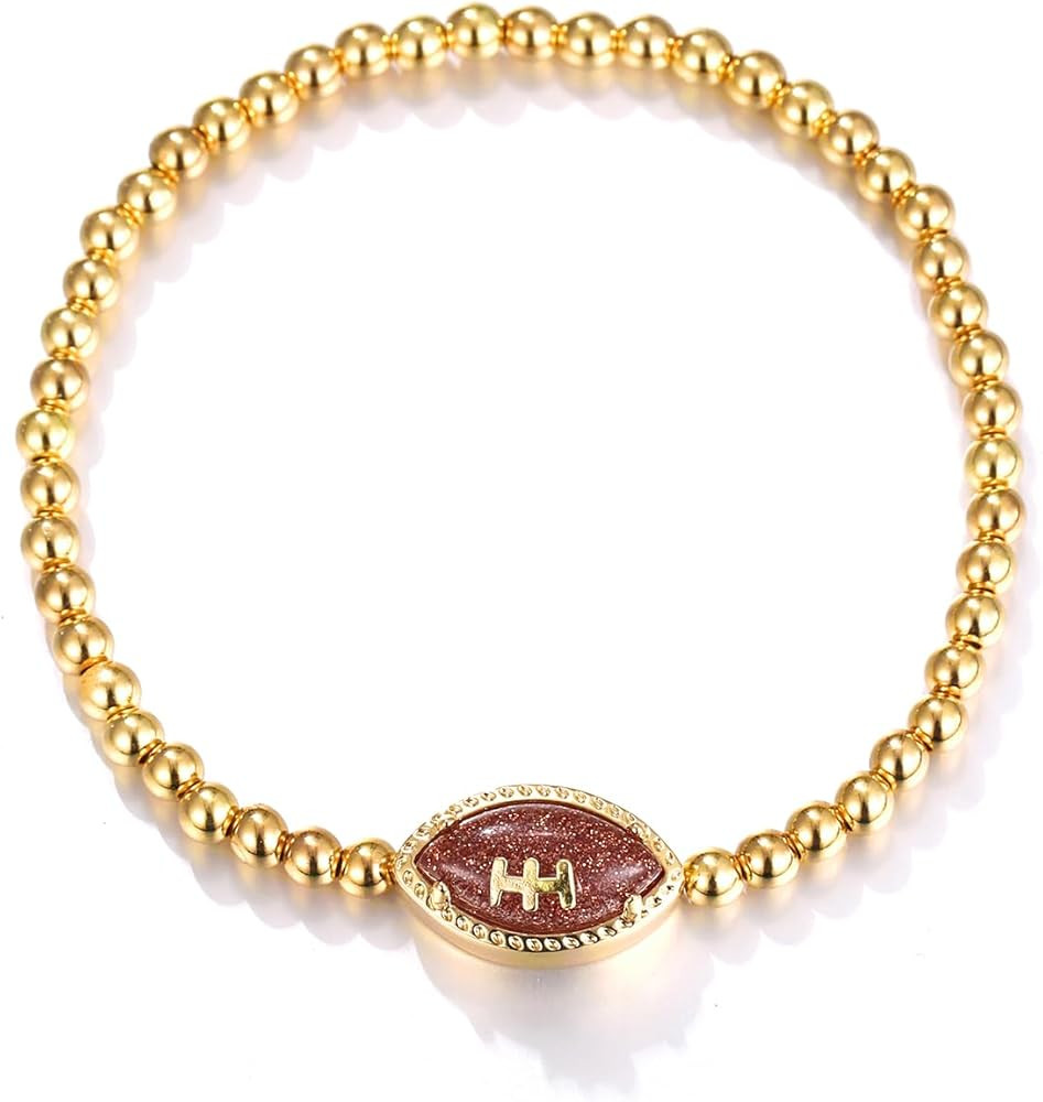 Gold Football Bracelet For Women Ball Stretch Bracelets Sports Fan Bracelet Accessories Jewelry | Amazon (US)