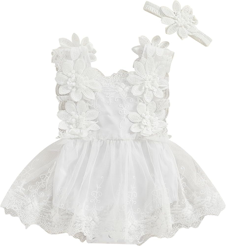 Mubineo Baby Girl Summer Clothes Lace Romper Skirt Dress Princess Outfits Sleeveless Flower Newbo... | Amazon (US)