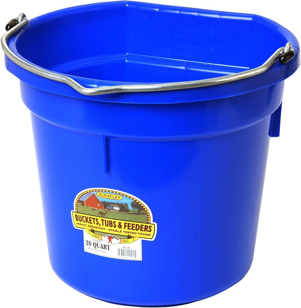 Little Giant® Flat Back Plastic Animal Feed Bucket | Animal Feed Bucket with Metal Handle | Hors... | Amazon (US)