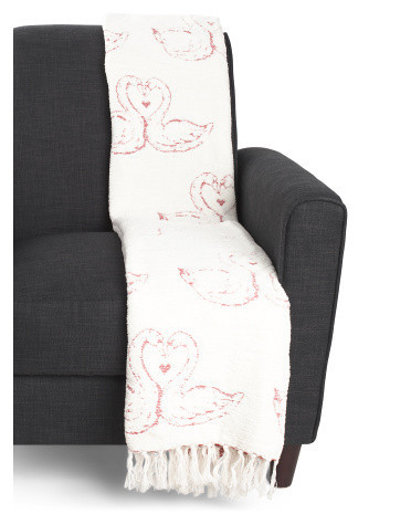 Chenille Jacquard Throw With Fringe, Cotton/Polyester | TJ Maxx