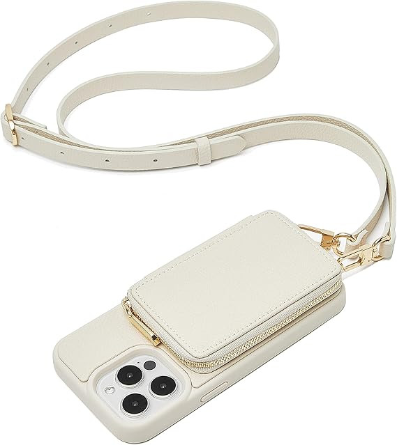 ZVE for iPhone 13 Pro Max Wallet Case Crossbody, Phone Case with Card Holder Wrist Strap, Zipper ... | Amazon (US)