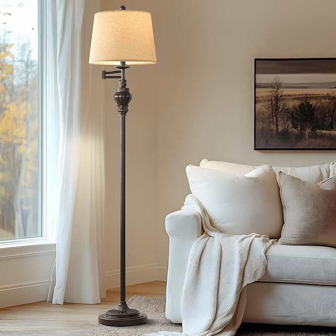 61" Vintage Floor Lamp with 350° Adjustable Swing Arm, Standing Lamp for Bedroom Living Room Bed... | Amazon (US)