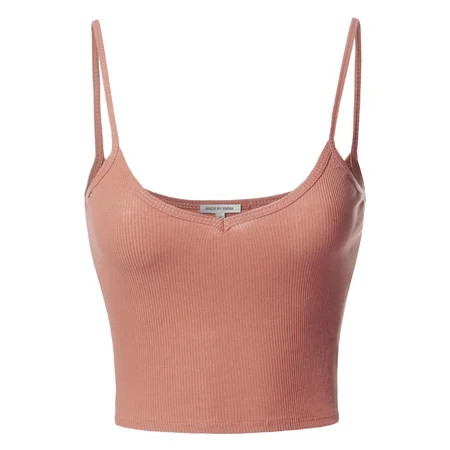 FashionOutfit Women's Basic Solid Sleeveless Ribbed Spaghetti Strap Crop Tank Top | Walmart (US)