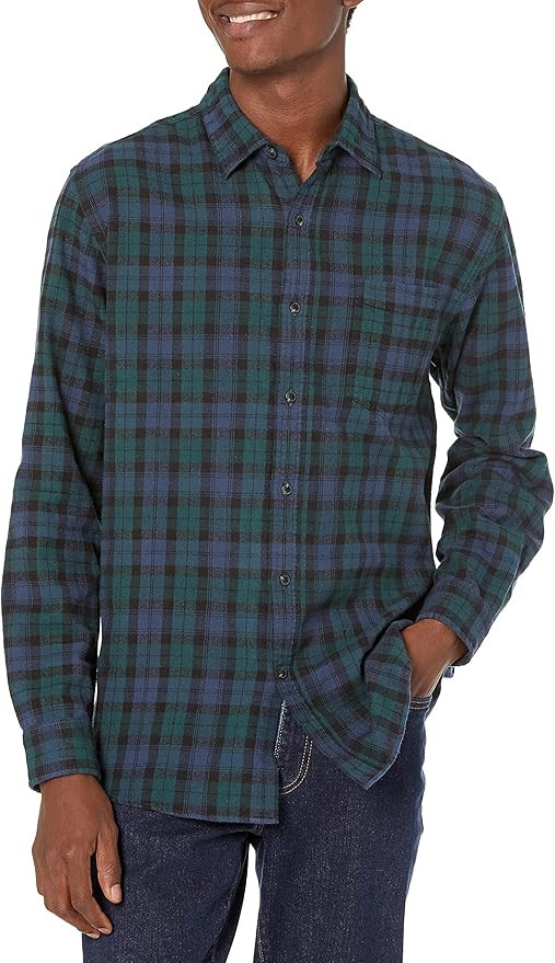 Amazon Essentials Men's Regular-fit Long-Sleeve Plaid Flannel Shirt | Amazon (US)