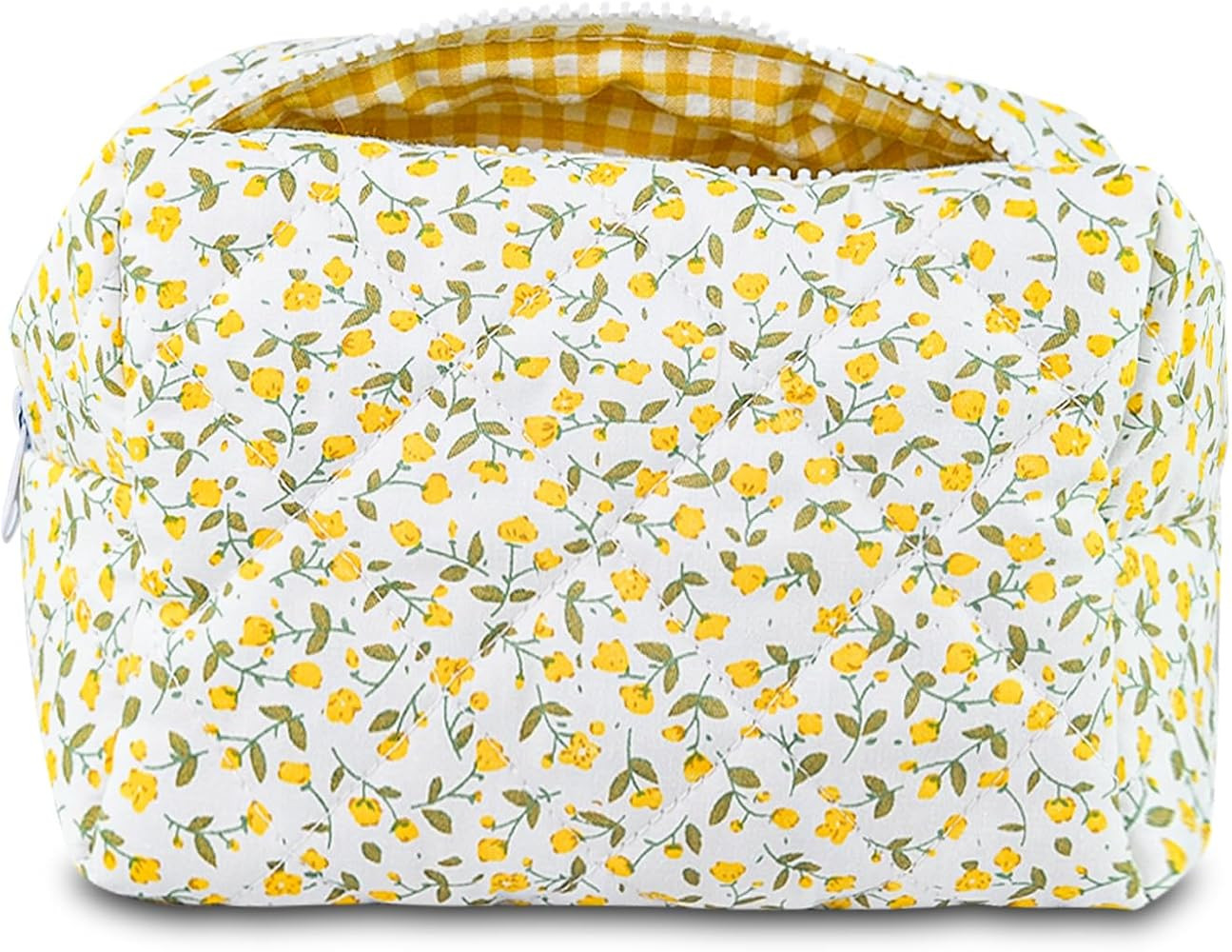 Quilted Makeup Bag Floral Cotton Make up Bag Puffy Coquette Makeup pouch Aesthetic Cute Travel To... | Amazon (US)