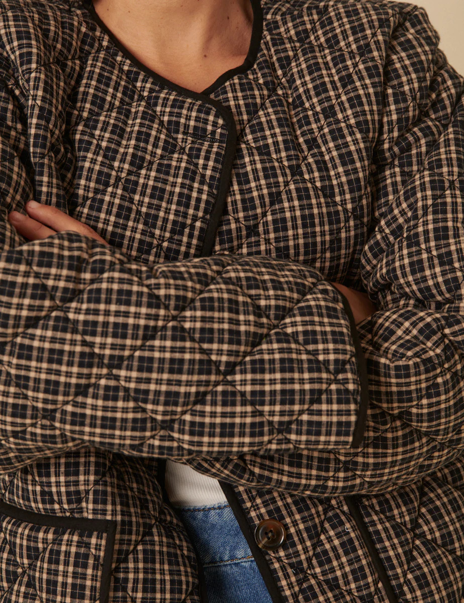 Black Check Quilted Jacket | Nobody's Child