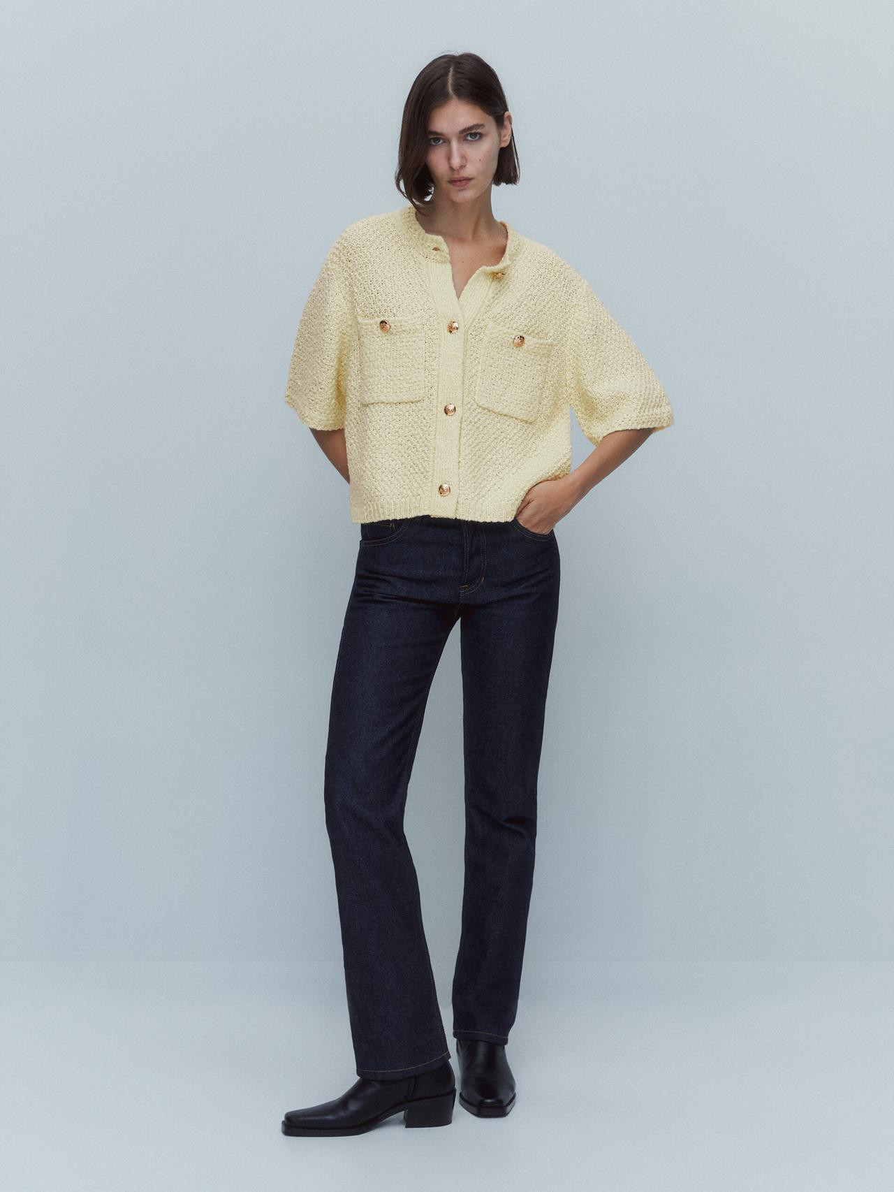 Short sleeve knit cardigan with pockets | Massimo Dutti US