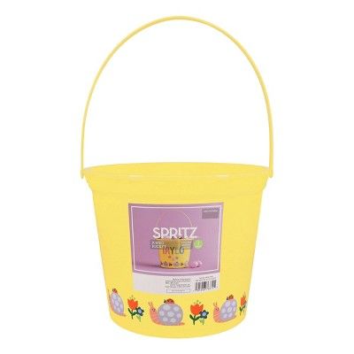 Jumbo Plastic Easter Bucket Printed Boarder with Stickers Yellow - Spritz&#8482; | Target