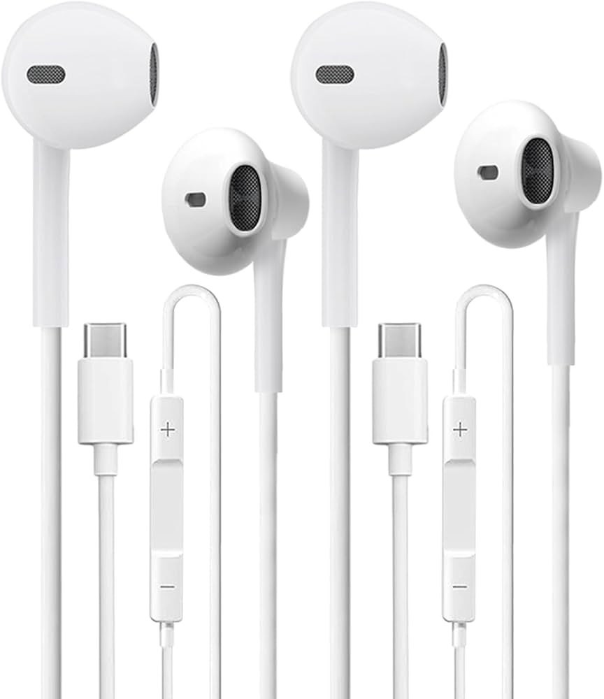 USB C Headphones 2 Pack，USB Type C Earbuds HiFi Stereo USB C Wired Earphones with Microphone Vo... | Amazon (US)
