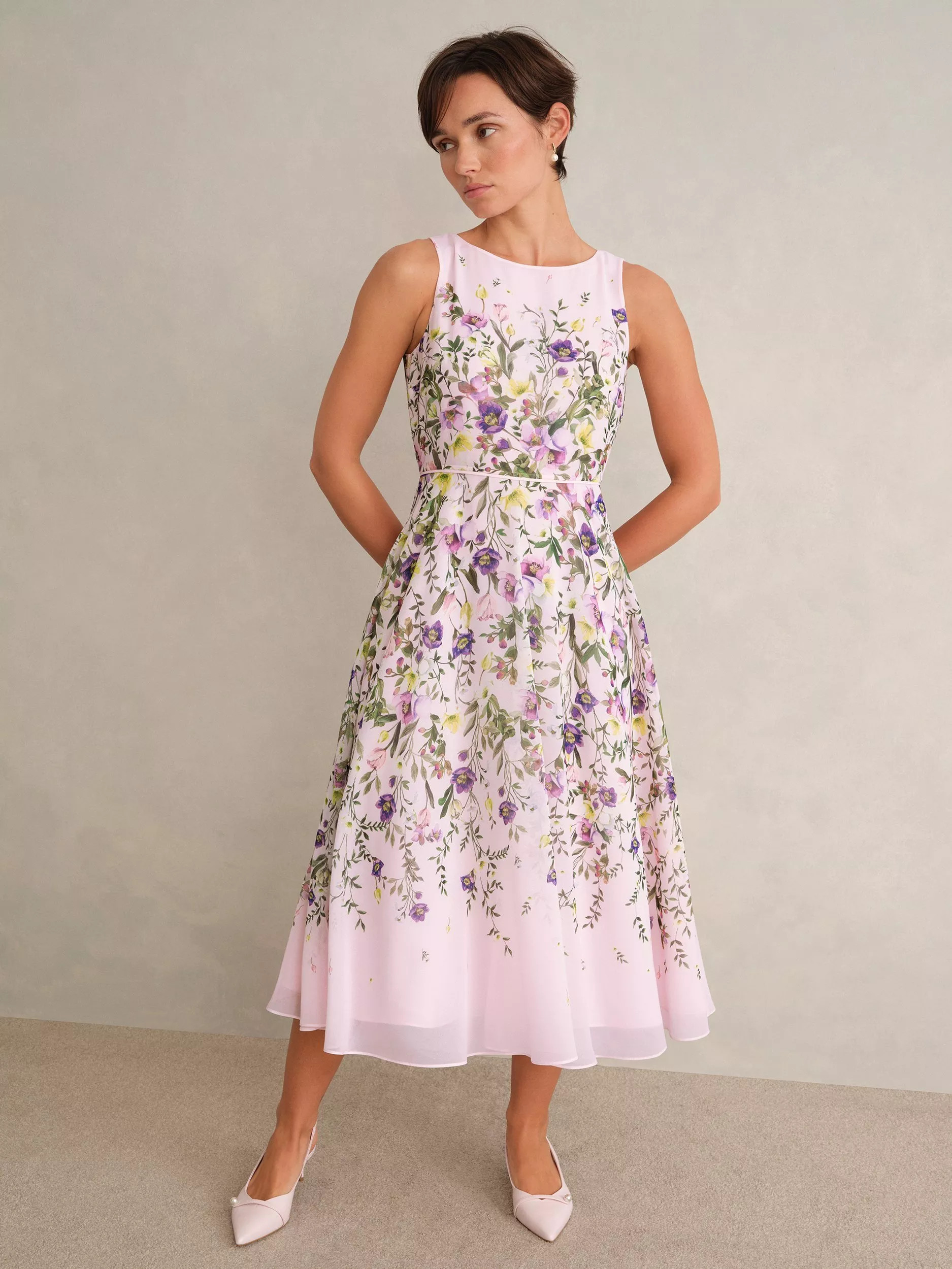 HobbsCarly Placement Floral Dress, Pale Pink/MultiProduct review details, this product has receiv... | John Lewis (UK)
