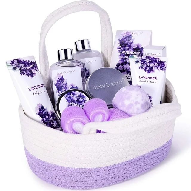 Bath Gift Set for Women - 11 Pcs Lavender Body Spa Basket, Holiday Birthday Gifts for Her - Walma... | Walmart (US)