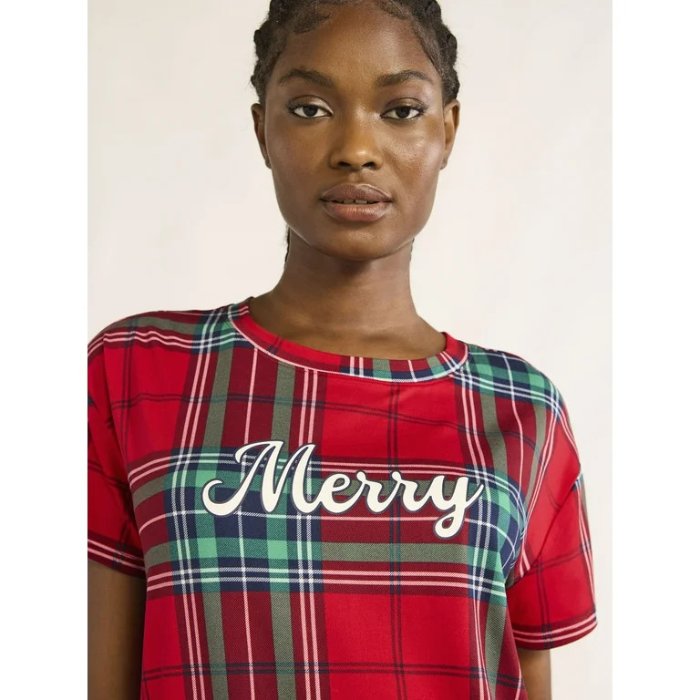 Joyspun Women’s Short Sleeve Sleep Shirt, Sizes S/M to 2X/3X | Walmart (US)