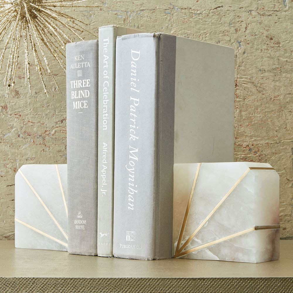 Stone Bookend - Alabaster &amp; Brass | West Elm (US)