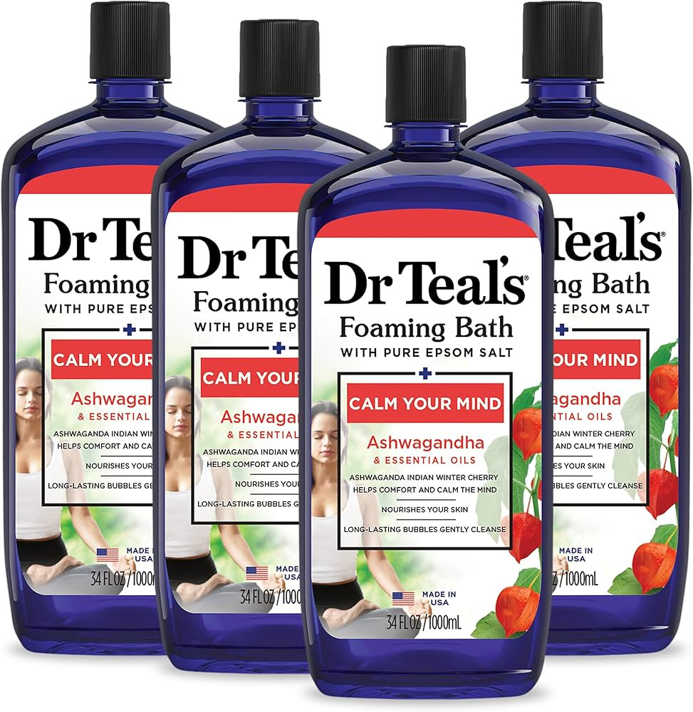 Dr Teal's Foaming Bath with Pure Epsom Salt, Ashwagandha, 34 fl oz (Pack of 4) | Amazon (US)