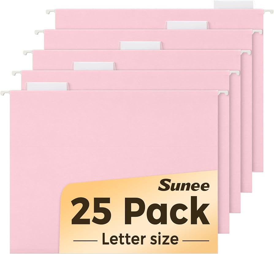 Amazon.com : SUNEE 25 Pack Hanging File Folders, Pink Folders, Hanging File Folders Letter Size w... | Amazon (US)