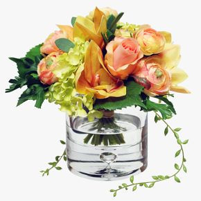 Faux Flower Bouquet w/ Vase - Orange | West Elm (US)