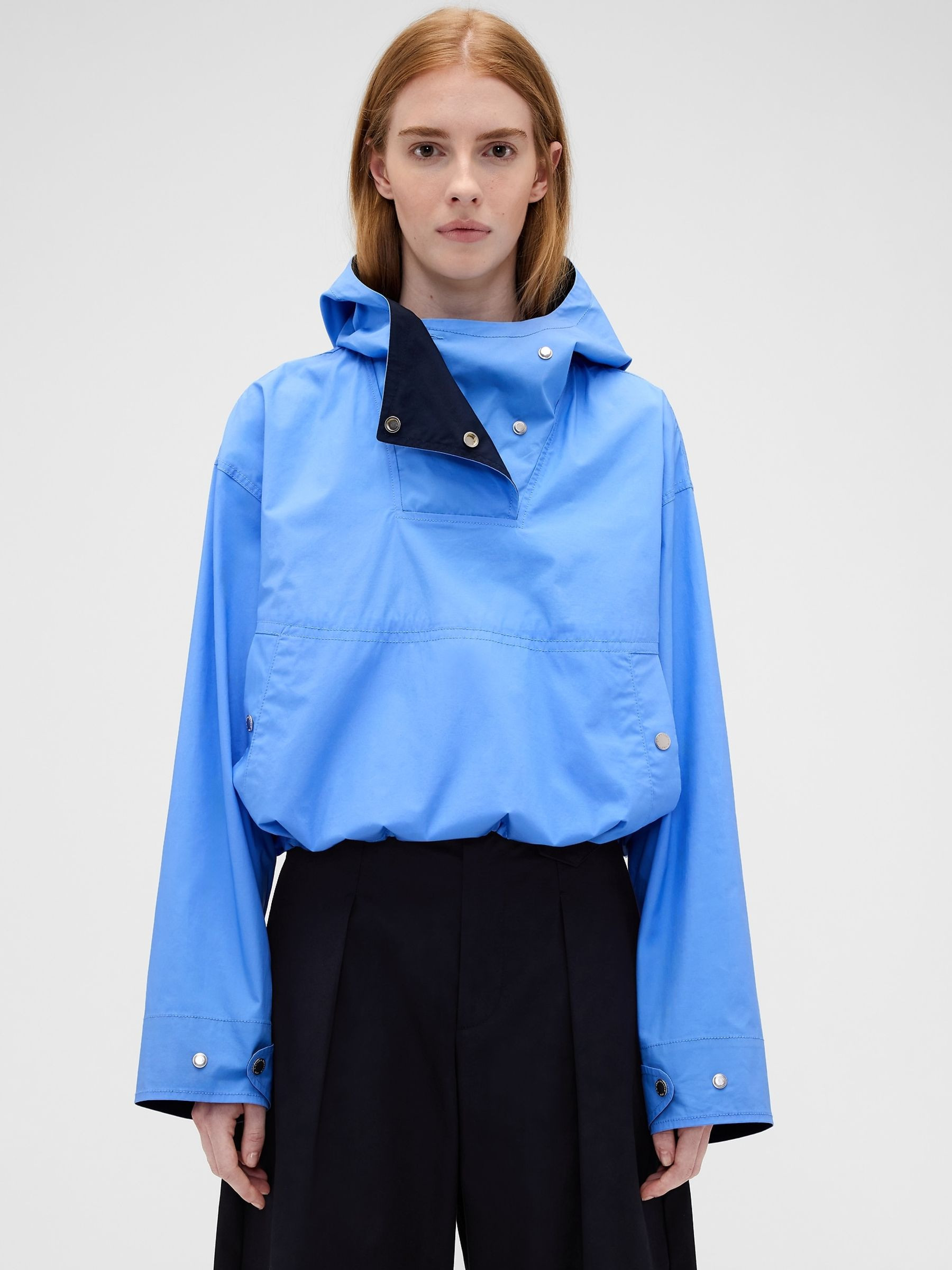 Gap x Victoria Beckham Blue Hooded Pullover Jacket | Gap | GAP UK
