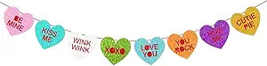 Valentine's Day Conversation Hearts Banner, Glittery Candy Hearts Banner Valentine's Day Decorati... | Amazon (US)