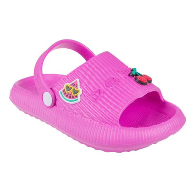 bebe Girls' Sandals - Comfortable Slides for Kids, Slip on Shoes and Sandals for Girls (Toddler), Fuchsia, 5 | Target