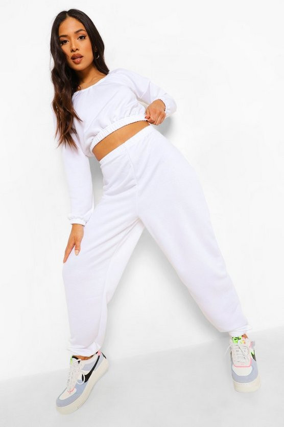 Petite V Neck Sweat Tracksuit | Boohoo.com (US & CA)