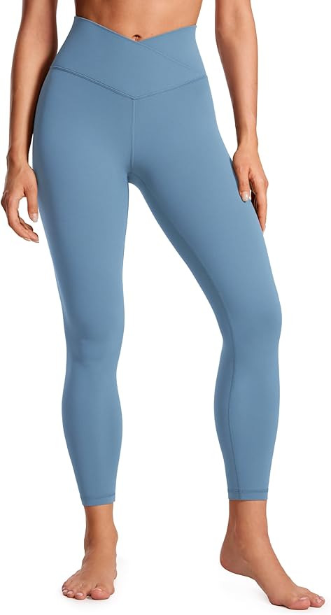 CRZ YOGA Womens Butterluxe Cross Waist Workout Leggings 25 Inches - V Crossover High Waisted Gym ... | Amazon (US)