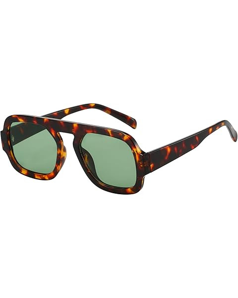 ADE WU Trendy Square Sunglasses for Women Men,Vintage Square Aviator Sunglasses Fashion 70s Inspi... | Amazon (US)