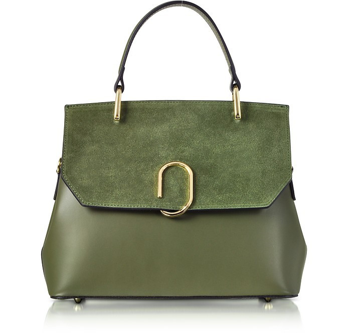 Le Parmentier Thais Borsa a Mano in Suede e Pelle | FORZIERI Global: Bags, Shoes & Jewelry