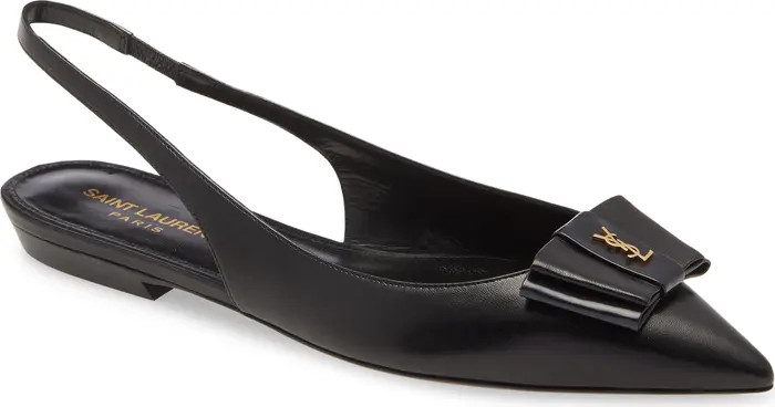 Saint Laurent Anais YSL Bow Slingback Flat (Women) | Nordstrom | Nordstrom