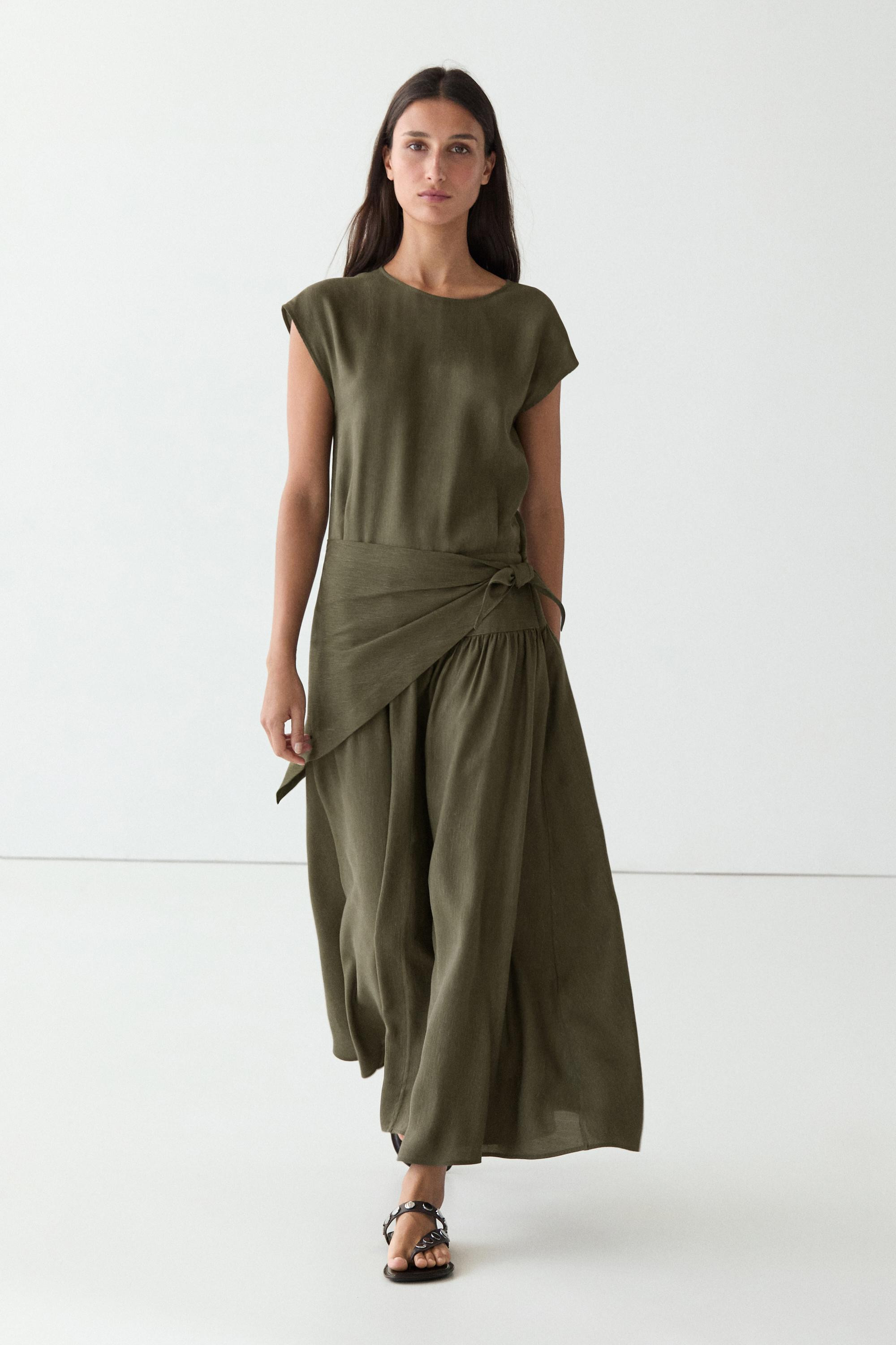 Midi dress with scarf detail | Massimo Dutti US