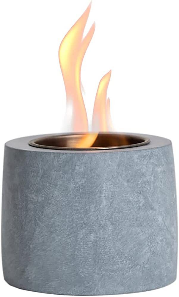 Table Top Fire Pit Bowl - Concrete Tabletop Fireplace Indoor Outdoor Decor Portable Mini Rubbing ... | Amazon (US)