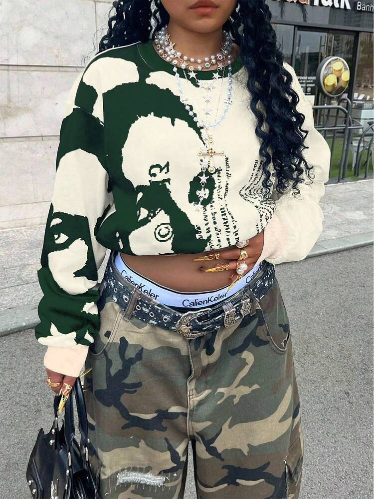 Rovax Oversized Crew Neck Drop Shoulder Long Sleeve Sweatshirt | SHEIN