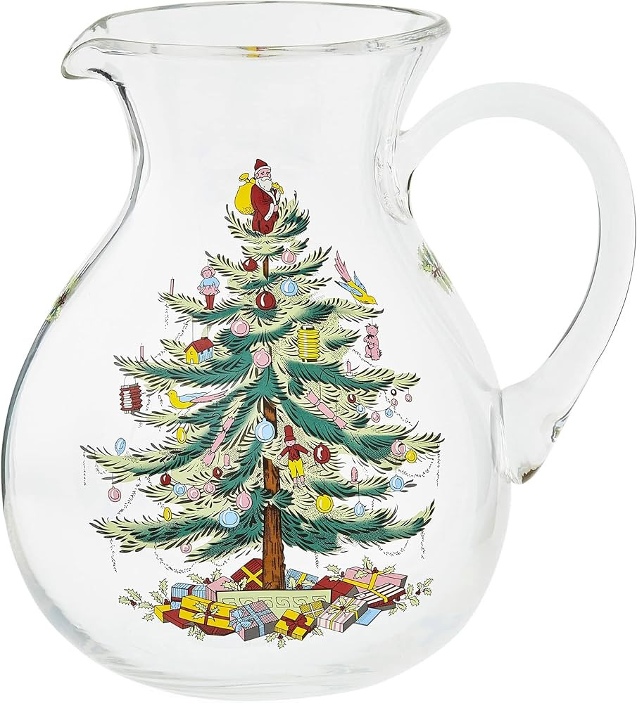 Spode Christmas Tree Glass Pitcher with Handle, 96oz, Festive Holiday Serveware, Beverage Jug | Amazon (US)