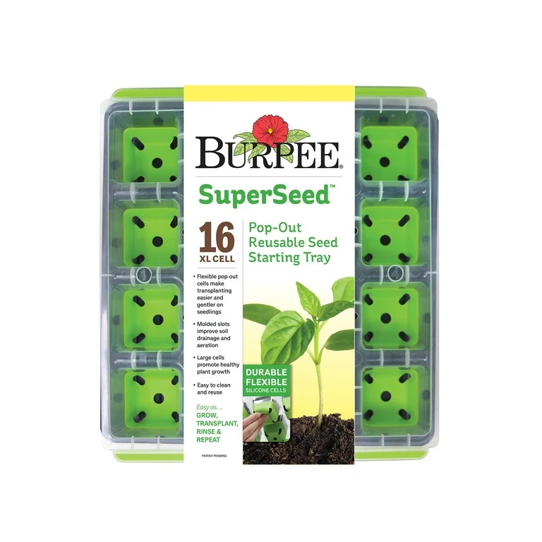 Burpee SuperSeed 16 XL Cell Seed Starting Tray - Reusable and Dishwasher Safe - Growing Tray for ... | Walmart (US)