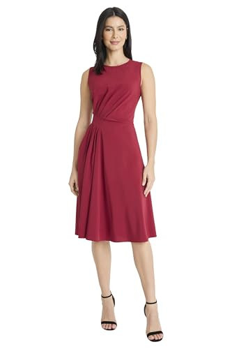 Maggy London Women's Women's Sleeveless Midi Dress - Fitted Bodice Asymmetrical Pleating A-line Silhouette | Amazon (US)