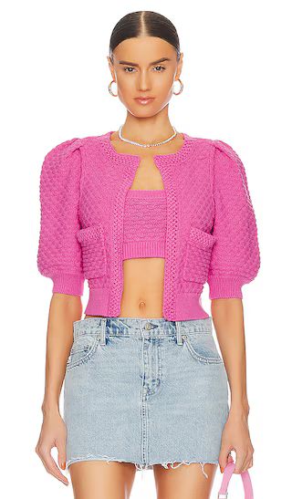 Tamal Textured Knit Cardigan in Pink | Revolve Clothing (Global)